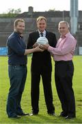 22 August 2013; Former Liverpool player Phil Thompson, centre, with Newstalk 106-108 FM’s Off the Ball presenter Ger Gilroy, left, and Peter Mulry, Branch Manager, Ulster Bank Belmullet, in advance of the live broadcast of Ireland’s most popular sports radio show ‘Off the Ball’ at Castlebar Mitchels GAA Club in Mayo on Thursday 22nd August. The ‘Off The Ball Roadshow with Ulster Bank’, which has already been to Donegal and Kerry, will also visit Cork and Dublin, to give GAA fans the opportunity to experience the multi award-winning show, where they will broadcast live from GAA haunts and clubs across the country. As part of the summer-long roadshow, Ulster Bank is also searching for Ireland’s ‘Best GAA Fan’. GAA super-fans are being invited to log on to ulsterbank.com/GAA to submit their most passionate and dedicated stories, pictures and videos that demonstrate the lengths they go to in supporting their county. There will be weekly prizes and Ireland’s Best GAA Fan will be chosen to win €5,000 towards a home make-over and a trip to the GAA All-Ireland Senior Football Final. Castlebar Mitchels GAA Club, Elvery's MacHale Park, Castlebar, Co. Mayo. Picture credit: Matt Browne / SPORTSFILE