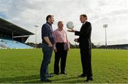 22 August 2013; Former Liverpool player Phil Thompson, right, with Newstalk 106-108 FM’s Off the Ball presenter Ger Gilroy, left, and Peter Mulry, Branch Manager, Ulster Bank Belmullet, in advance of the live broadcast of Ireland’s most popular sports radio show ‘Off the Ball’ at Castlebar Mitchels GAA Club in Mayo on Thursday 22nd August. The ‘Off The Ball Roadshow with Ulster Bank’, which has already been to Donegal and Kerry, will also visit Cork and Dublin, to give GAA fans the opportunity to experience the multi award-winning show, where they will broadcast live from GAA haunts and clubs across the country. As part of the summer-long roadshow, Ulster Bank is also searching for Ireland’s ‘Best GAA Fan’. GAA super-fans are being invited to log on to ulsterbank.com/GAA to submit their most passionate and dedicated stories, pictures and videos that demonstrate the lengths they go to in supporting their county. There will be weekly prizes and Ireland’s Best GAA Fan will be chosen to win €5,000 towards a home make-over and a trip to the GAA All-Ireland Senior Football Final. Castlebar Mitchels GAA Club, Elvery's MacHale Park, Castlebar, Co. Mayo. Picture credit: Matt Browne / SPORTSFILE