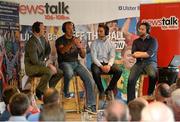 22 August 2013; Newstalk 106-108 FM’s Off the Ball presenter Ger Gilroy, right, with, from left, former Mayo players David Brady, Liam McHale and Billy Joe Padden during the of the live broadcast of Ireland’s most popular sports radio show ‘Off the Ball’ at Castlebar Mitchels GAA Club in Mayo on Thursday 22nd August. The ‘Off The Ball Roadshow with Ulster Bank’, which has already been to Donegal and Kerry, will also visit Cork and Dublin, to give GAA fans the opportunity to experience the multi award-winning show, where they will broadcast live from GAA haunts and clubs across the country. As part of the summer-long roadshow, Ulster Bank is also searching for Ireland’s ‘Best GAA Fan’. GAA super-fans are being invited to log on to ulsterbank.com/GAA to submit their most passionate and dedicated stories, pictures and videos that demonstrate the lengths they go to in supporting their county. There will be weekly prizes and Ireland’s Best GAA Fan will be chosen to win €5,000 towards a home make-over and a trip to the GAA All-Ireland Senior Football Final. Castlebar Mitchels GAA Club, Elvery's MacHale Park, Castlebar, Co. Mayo. Picture credit: Matt Browne / SPORTSFILE