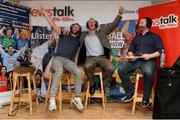 22 August 2013; Newstalk 106-108 FM’s Off the Ball presenter Ger Gilroy, right, with Laois footballer Colm Parkinson, left, and former Mayo players David Brady during the of the live broadcast of Ireland’s most popular sports radio show ‘Off the Ball’ at Castlebar Mitchels GAA Club in Mayo on Thursday 22nd August. The ‘Off The Ball Roadshow with Ulster Bank’, which has already been to Donegal and Kerry, will also visit Cork and Dublin, to give GAA fans the opportunity to experience the multi award-winning show, where they will broadcast live from GAA haunts and clubs across the country. As part of the summer-long roadshow, Ulster Bank is also searching for Ireland’s ‘Best GAA Fan’. GAA super-fans are being invited to log on to ulsterbank.com/GAA to submit their most passionate and dedicated stories, pictures and videos that demonstrate the lengths they go to in supporting their county. There will be weekly prizes and Ireland’s Best GAA Fan will be chosen to win €5,000 towards a home make-over and a trip to the GAA All-Ireland Senior Football Final. Castlebar Mitchels GAA Club, Elvery's MacHale Park, Castlebar, Co. Mayo. Picture credit: Matt Browne / SPORTSFILE