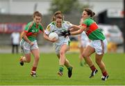 24 August 2013; Denise Hallissey, Kerry, in action against Martha Carter, Mayo. TG4 All-Ireland Ladies Football Senior Championship Quarter-Final, Mayo v Kerry, St. Brendan's Park, Birr, Co. Offaly. Picture credit: Matt Browne / SPORTSFILE