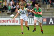 24 August 2013; Louise Galvin, Kerry, in action against Sarah Tierney, Mayo. TG4 All-Ireland Ladies Football Senior Championship Quarter-Final, Mayo v Kerry, St. Brendan's Park, Birr, Co. Offaly. Picture credit: Matt Browne / SPORTSFILE