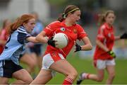 24 August 2013; Eimear Scally, Cork, in action against Ellie Halloran, Dublin. Ladies All-Ireland U16 ‘A’ Championship Final, Cork v Dublin, St. Brendan's Park, Birr, Co. Offaly. Picture credit: Matt Browne / SPORTSFILE