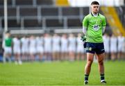 5 March 2023; Meath goalkeeper Harry Hogan stands for the national anthem before the Allianz Football League Division 2 match between Limerick and Meath at TUS Gaelic Grounds in Limerick. Photo by Tyler Miller/Sportsfile