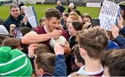 5 March 2023; Shane Walsh of Galway signs footballs and programmes for supporters after the Allianz Football League Division 1 match between Galway and Monaghan at Pearse Stadium in Galway. Photo by Seb Daly/Sportsfile