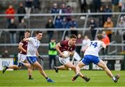 5 March 2023; Seán Kelly of Galway in action against Shane Carey, left, and Karl Gallagher of Monaghan during the Allianz Football League Division 1 match between Galway and Monaghan at Pearse Stadium in Galway. Photo by Seb Daly/Sportsfile