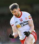 5 March 2023; Matthew Donnelly of Tyrone celebrates kicking a first half point during the Allianz Football League Division 1 match between Tyrone and Kerry at O'Neill's Healy Park in Omagh, Tyrone. Photo by Ramsey Cardy/Sportsfile