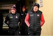 5 March 2023; Tyrone joint-managers Feargal Logan, right, and Brian Dooher during the Allianz Football League Division 1 match between Tyrone and Kerry at O'Neill's Healy Park in Omagh, Tyrone. Photo by Ramsey Cardy/Sportsfile