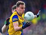 5 March 2023; Enda Smith of Roscommon in action against Paddy Durcan of Mayo during the Allianz Football League Division 1 match between Roscommon and Mayo at Dr Hyde Park in Roscommon. Photo by Piaras Ó Mídheach/Sportsfile