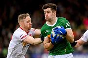 5 March 2023; Donal O'Sullivan of Kerry in action against Frank Burns of Tyrone during the Allianz Football League Division 1 match between Tyrone and Kerry at O'Neill's Healy Park in Omagh, Tyrone. Photo by Ramsey Cardy/Sportsfile