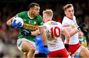 5 March 2023; Stefan Okunbor of Kerry in action against Frank Burns of Tyrone during the Allianz Football League Division 1 match between Tyrone and Kerry at O'Neill's Healy Park in Omagh, Tyrone. Photo by Ramsey Cardy/Sportsfile