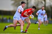 5 March 2023; Daire McConnon of Louth in action against Ben McCormack of Kildare during the Allianz Football League Division 2 match between Louth and Kildare at Páirc Mhuire in Ardee, Louth. Photo by Ben McShane/Sportsfile