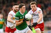 5 March 2023; David Clifford of Kerry in action against Padraig Hampsey, left, and Conn Kilpatrick of Tyrone during the Allianz Football League Division 1 match between Tyrone and Kerry at O'Neill's Healy Park in Omagh, Tyrone. Photo by Ramsey Cardy/Sportsfile