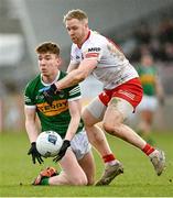 5 March 2023; Ruairi Murphy of Kerry in action against Frank Burns of Tyrone during the Allianz Football League Division 1 match between Tyrone and Kerry at O'Neill's Healy Park in Omagh, Tyrone. Photo by Ramsey Cardy/Sportsfile