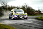 5 March 2023; Josh Moffett and Andy Hayes in their Hyundai i20 R5 in action during the Midlands Triton Showers Stages Rally Round 1 of the National Rally Championship in Longford. Photo by Philip Fitzpatrick/Sportsfile