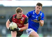 5 March 2023; Ryan McEvoy of Down in action against Dara McVeety of Cavan during the Allianz Football League Division 3 match between Cavan and Down at Kingspan Breffni in Cavan. Photo by Stephen Marken/Sportsfile