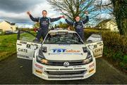 5 March 2023; Callum Devine and Noel O'Sullivan in their VW Polo GTI R5 celebrate after winning the Midlands Triton Showers Stages Rally Round 1 of the National Rally Championship in Longford. Photo by Philip Fitzpatrick/Sportsfile