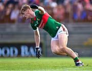 5 March 2023; Jack Carney of Mayo after scoring his side's first goal during the Allianz Football League Division 1 match between Roscommon and Mayo at Dr Hyde Park in Roscommon. Photo by Piaras Ó Mídheach/Sportsfile