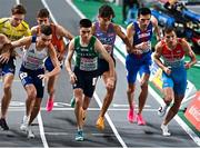 5 March 2023; Darragh McElhinney of Ireland, centre, at the start of the men's 3000m final during Day 3 of the European Indoor Athletics Championships at Ataköy Athletics Arena in Istanbul, Türkiye. Photo by Sam Barnes/Sportsfile