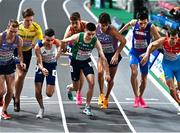 5 March 2023; Darragh McElhinney of Ireland, centre, at the start of the men's 3000m final during Day 3 of the European Indoor Athletics Championships at Ataköy Athletics Arena in Istanbul, Türkiye. Photo by Sam Barnes/Sportsfile