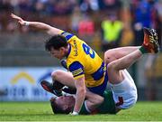 5 March 2023; Tadhg O'Rourke of Roscommon and Cillian O'Connor of Mayo during the Allianz Football League Division 1 match between Roscommon and Mayo at Dr Hyde Park in Roscommon. Photo by Piaras Ó Mídheach/Sportsfile
