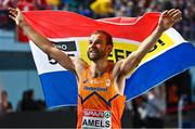 5 March 2023; Douwe Amels of Netherlands celebrates after winning the men's high jump during Day 3 of the European Indoor Athletics Championships at Ataköy Athletics Arena in Istanbul, Türkiye. Photo by Sam Barnes/Sportsfile