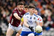 5 March 2023; Stephen O’Hanlon of Monaghan in action against Eoghan Kelly of Galway during the Allianz Football League Division 1 match between Galway and Monaghan at Pearse Stadium in Galway. Photo by Seb Daly/Sportsfile