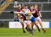 5 March 2023; Killian Lavelle of Monaghan in action against Robert Finnerty of Galway during the Allianz Football League Division 1 match between Galway and Monaghan at Pearse Stadium in Galway. Photo by Seb Daly/Sportsfile