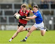 5 March 2023; Ryan McEvoy of Down in action against Dara McVeety of Cavan during the Allianz Football League Division 3 match between Cavan and Down at Kingspan Breffni in Cavan. Photo by Stephen Marken/Sportsfile