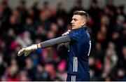 4 March 2023; Dublin goalkeeper David O'Hanlon during the Allianz Football League Division 2 match between Derry and Dublin at Celtic Park in Derry. Photo by Ramsey Cardy/Sportsfile