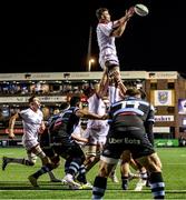 4 March 2023; Sam Carter of Ulster wins possession in a lineout during the United Rugby Championship match between Cardiff and Ulster at Cardiff Arms Park in Cardiff, Wales. Photo by John Dickson/Sportsfile