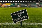 6 March 2023; A general view of a pitchside sign before the SSE Airtricity Men's Premier Division match between Shamrock Rovers and Cork City at Tallaght Stadium in Dublin. Photo by Piaras Ó Mídheach/Sportsfile