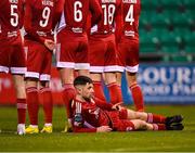 6 March 2023; Aaron Bolger of Cork City acting as a draught excluder in a wall during the SSE Airtricity Men's Premier Division match between Shamrock Rovers and Cork City at Tallaght Stadium in Dublin. Photo by Piaras Ó Mídheach/Sportsfile
