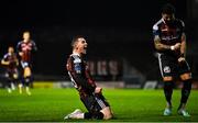 6 March 2023; Ali Coote of Bohemians celebrates after scoring his side's second goal during the SSE Airtricity Men's Premier Division match between Bohemians and Drogheda United at Dalymount Park in Dublin. Photo by Harry Murphy/Sportsfile