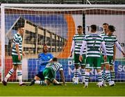 6 March 2023; Shamrock Rovers players, including goalkeeper Alan Mannus, react after Kevin Custovic, not pictured, scored Cork City's third goal during the SSE Airtricity Men's Premier Division match between Shamrock Rovers and Cork City at Tallaght Stadium in Dublin. Photo by Piaras Ó Mídheach/Sportsfile