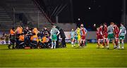 6 March 2023; Medical personnel attend to Aaron Bolger of Cork City late in the second half of the SSE Airtricity Men's Premier Division match between Shamrock Rovers and Cork City at Tallaght Stadium in Dublin. Photo by Piaras Ó Mídheach/Sportsfile