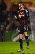 6 March 2023; Adam McDonnell of Bohemians celebrates at the full time whistle during the SSE Airtricity Men's Premier Division match between Bohemians and Drogheda United at Dalymount Park in Dublin. Photo by Harry Murphy/Sportsfile