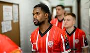 6 March 2023; Sadou Diallo of Derry City before the SSE Airtricity Men's Premier Division match between UCD and Derry City at the UCD Bowl in Dublin. Photo by Stephen McCarthy/Sportsfile