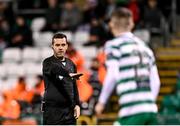 6 March 2023; Referee Robert Harvey during the SSE Airtricity Men's Premier Division match between Shamrock Rovers and Cork City at Tallaght Stadium in Dublin. Photo by Piaras Ó Mídheach/Sportsfile