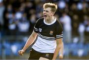 7 March 2023; Ciarán Mangan of Newbridge College celebrates after scoring his side's first try during the Bank of Ireland Leinster Schools Senior Cup Semi Final match between Newbridge College and Gonzaga College at Energia Park in Dublin. Photo by David Fitzgerald/Sportsfile