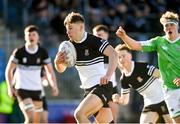 7 March 2023; Todd Lawlor of Newbridge College on his way to scoring his side's second try during the Bank of Ireland Leinster Schools Senior Cup Semi Final match between Newbridge College and Gonzaga College at Energia Park in Dublin. Photo by David Fitzgerald/Sportsfile