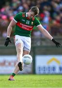 5 March 2023; Cillian O'Connor of Mayo takes a free during the Allianz Football League Division 1 match between Roscommon and Mayo at Dr Hyde Park in Roscommon. Photo by Piaras Ó Mídheach/Sportsfile