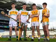 8 March 2023; In attendance at the Masita All-Ireland Post Primary Schools Captains Call at Croke Park in Dublin is, from left, James Mahon and Evan O'Shea of Colaiste Naomh Cormac, Conor O'Sullivan and Evan O'Shea of Hamilton High School. The Masita GAA All-Ireland Post Primary Schools Croke Cup and the Masita GAA All-Ireland Post Primary Schools Hogan and Croke Cup will be played in Croke Park on St Patrick’s Day, 17th March 2023. Photo by Eóin Noonan/Sportsfile