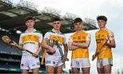 8 March 2023; In attendance at the Masita All-Ireland Post Primary Schools Captains Call at Croke Park in Dublin is, from left, James Mahon and Evan O'Shea of Colaiste Naomh Cormac, Conor O'Sullivan and Evan O'Shea of Hamilton High School. The Masita GAA All-Ireland Post Primary Schools Croke Cup and the Masita GAA All-Ireland Post Primary Schools Hogan and Croke Cup will be played in Croke Park on St Patrick’s Day, 17th March 2023. Photo by Eóin Noonan/Sportsfile