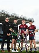 8 March 2023; In attendance at the Masita All-Ireland Post Primary Schools Captains Call at Croke Park in Dublin is, from left, Chair of the GAA National Post Primary Schools Committee Liam O’Mahony, Liam Garrigan of Colaiste Phadraig Lucan CBS, Ryan Stapleton and Cian O'Carroll of Colaiste na Trocaire Rathkeale. The Masita GAA All-Ireland Post Primary Schools Croke Cup and the Masita GAA All-Ireland Post Primary Schools Hogan and Croke Cup will be played in Croke Park on St Patrick’s Day, 17th March 2023. Photo by Eóin Noonan/Sportsfile