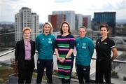 8 March 2023; At Sky Ireland’s International Women’s Day event were Orlaith Ryan, Sky Ireland CCO, with, from left, Eileen Gleeson, FAI Head of Women and Girl's Football, Saoirse Noonan, 2022 Sky WNT Fund Recipient & WNT Player, Aine O’Gorman, 2022 Sky WNT Fund Recipient & WNT Player, and Michelle O’Neill, League of Ireland and FIFA International Assistant Referee. The event was held to launch the return of the ‘Sky WNT Fund’ – a bursary that provides support to WNT players’ academic studies and careers off the pitch.  As part of the event, a panel – including Vera Pauw, Aine O’Gorman, Saoirse Noonan, Head of Women and Girls Football at the FAI, Eileen Gleeson, and Michelle O’Neill, FIFA Assistant Referee – discussed the growth of women’s football in Ireland over the past year, increase in support for the WNT and their qualification for their first ever World Cup. Photo by Stephen McCarthy/Sportsfile