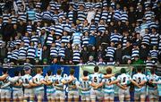 9 March 2023; Blackrock College supporters with players before the Bank of Ireland Leinster Schools Senior Cup Semi Final match between St Michael’s College and Blackrock College at Energia Park in Dublin. Photo by David Fitzgerald/Sportsfile
