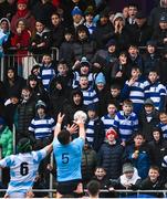 9 March 2023; Blackrock College supporters watch a line out during the Bank of Ireland Leinster Schools Senior Cup Semi Final match between St Michael’s College and Blackrock College at Energia Park in Dublin. Photo by David Fitzgerald/Sportsfile