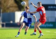 10 March 2023; Harry Machesney of St Andrew's College in action against Sean Turner of CUS during the Bank of Ireland Vinnie Murray Cup Final match between CUS and St Andrew's College at Energia Park in Dublin. Photo by Seb Daly/Sportsfile