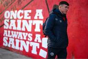 10 March 2023; Joe Redmond of St Patrick's Athletic arrives before the SSE Airtricity Men's Premier Division match between St Patrick's Athletic and Bohemians at Richmond Park in Dublin. Photo by Stephen McCarthy/Sportsfile